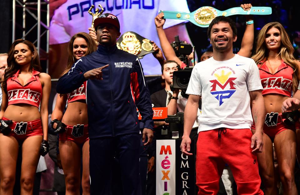 Floyd Mayweather & Manny Pacquiao at the weigh in (HBO Boxing)